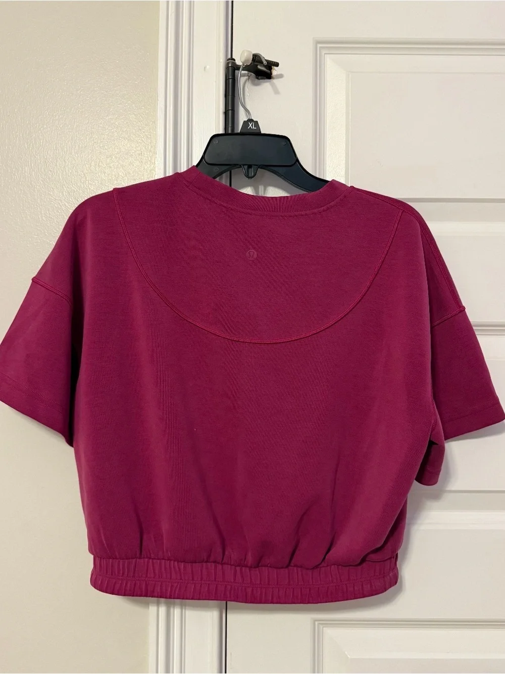 lululemon athletica Cropped Short Sleeve Sweatshirt in Berry
